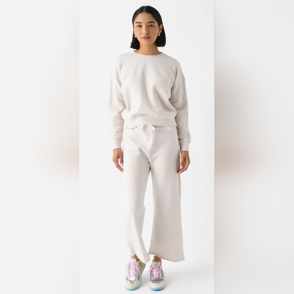 Kerri Rosenthal Heart Patchwork Boyfriend Sweatshirt/cropped Sweatpant Set M